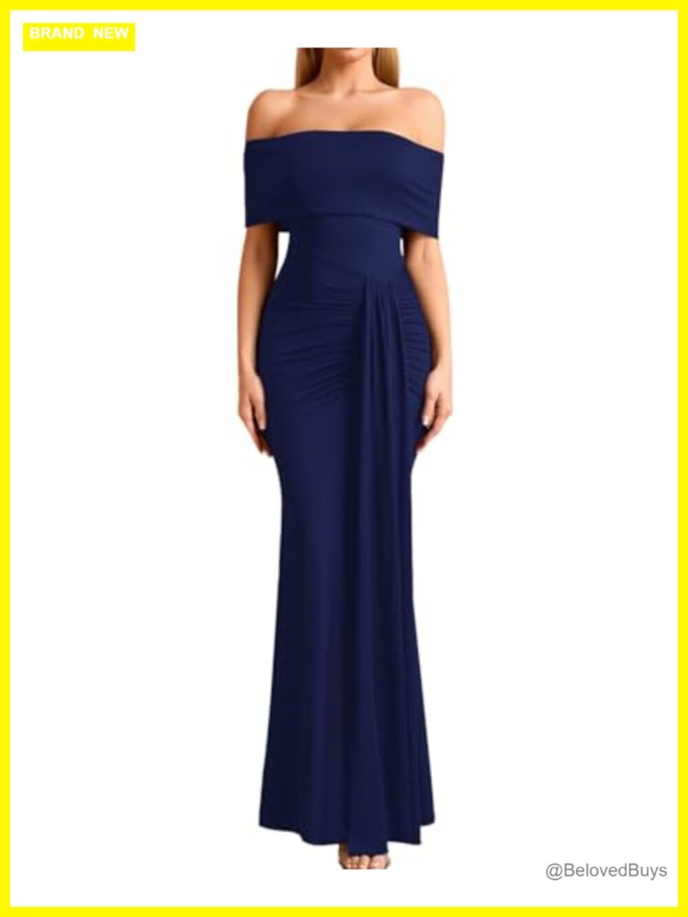 GLNEGE Off Shoulder Formal Maxi Dress Ruched Bodycon Wedding Guest Cocktail